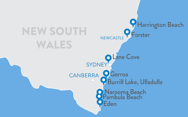 Discovery parks south coast nsw map