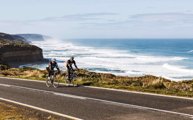 Cyclists on the Great Ocean Road. Credit Visit Victoria