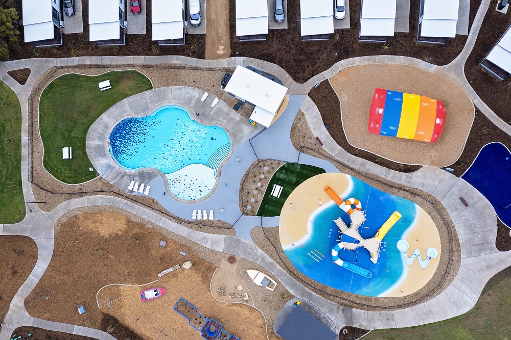 Discovery parks goolwa media release aerial waterpark pool